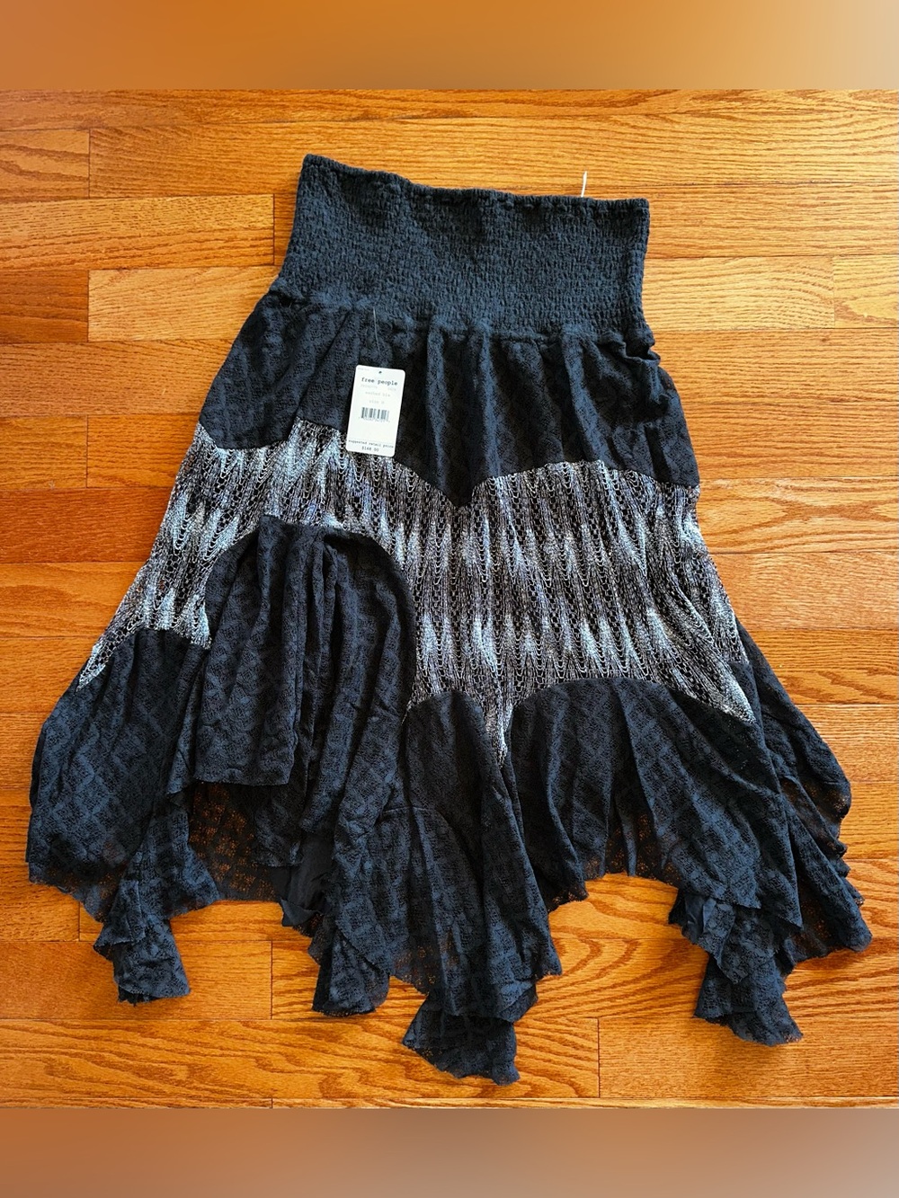 Free People Grey Maxi Skirt Boho Chic Lace Womens M- NWT